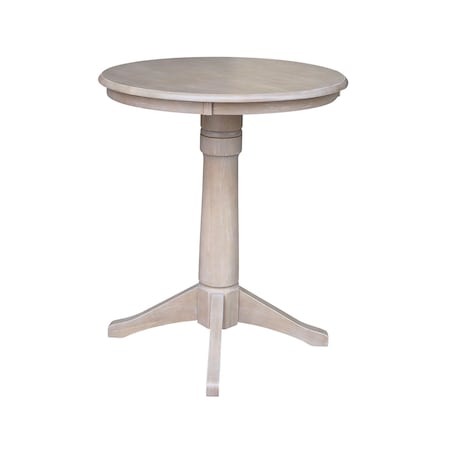International Concepts Round 30 in Round Top Pedestal Table, 40.9 inH, Washed Gray Taupe, 30 W, 30 L, 41.9 in H, Wood K09-30RT-27B-6B-2